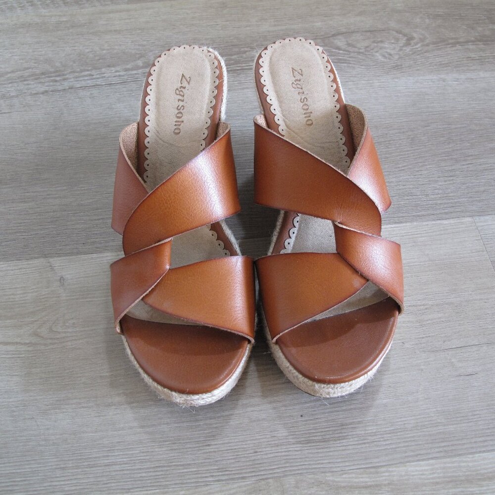 ZIGI SOHO Cognac Espadrille Wedge Sandals - Picture 10 of 10